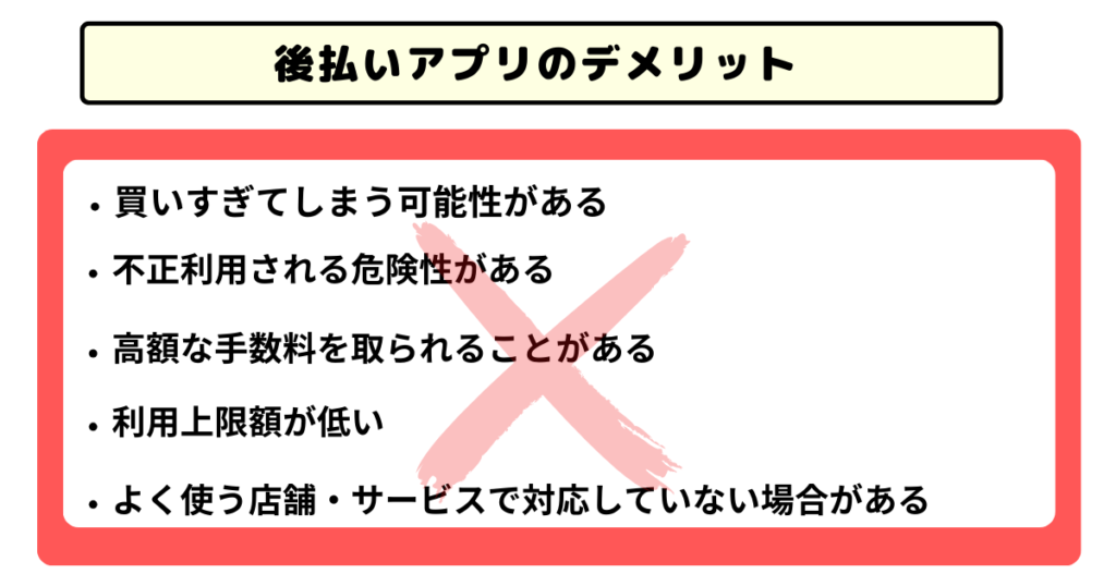 後払いアプリ5つのデメリット